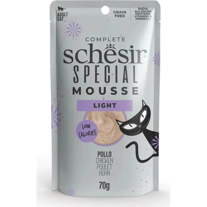 Schesir Special Light Pollo y Pavo Mousse para Gatos con Obesidad