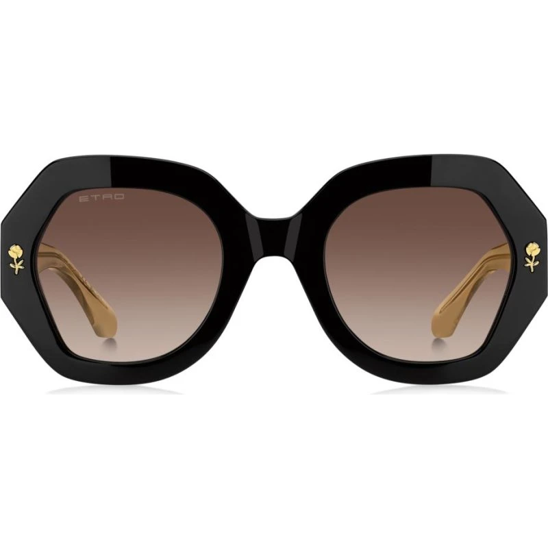 Etro 0009/S Gafas de Sol Geométricas para Mujer - Negro/Marrón