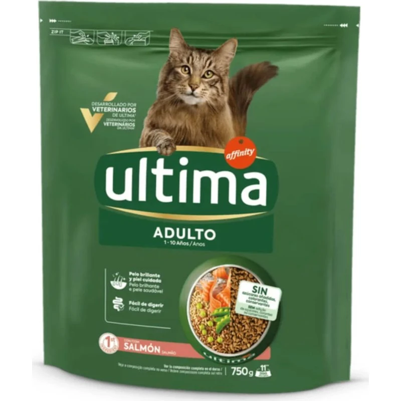 ULTIMA Adult Salmón Pienso Seco para Gatos, 750 g