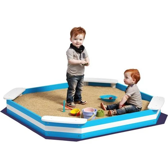 AIYAPLAY Arenero Cuadrado 4 Asientos 133x133 cm Azul y Blanco