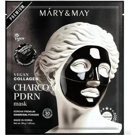 Mary & May Mascarilla de Carbón Vegana con Colágeno PDRN - 4x30g
