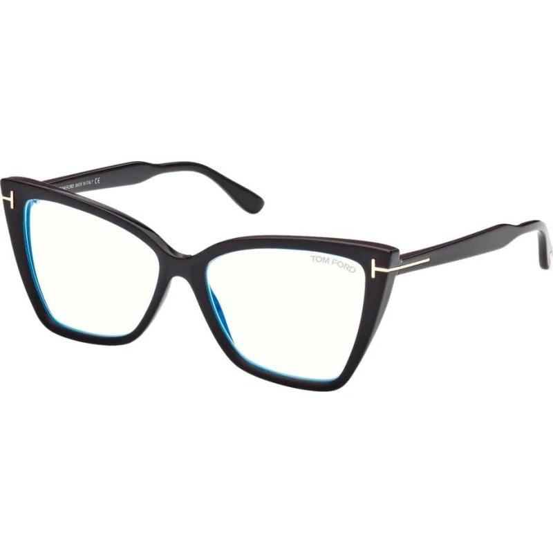 Tom Ford FT 5844-B Blue Block Gafas de Vista Ojo de Gato Negro