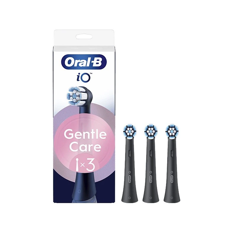 Oral-B iO Gentle Care - Pack de 3 Recambios para Encías Sensibles, Negro