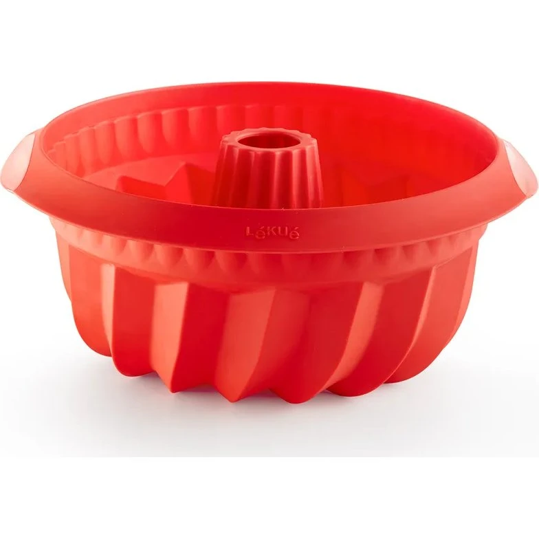 Lékué Molde Savarín de silicona platino de 22 cm, Rojo