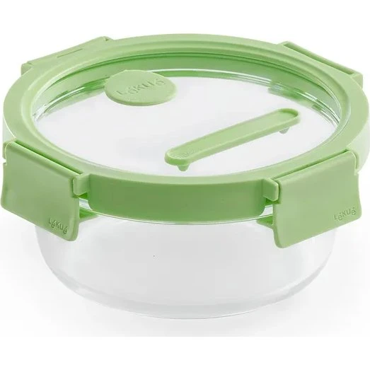 Lekue Fiambrera de Cristal Hermética Redonda con Válvula - 650 ml