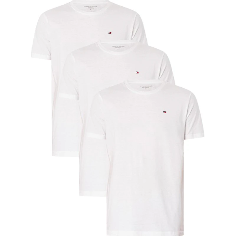 Tommy Hilfiger Pack de 3 Camisetas de Algodón Blanco XXL