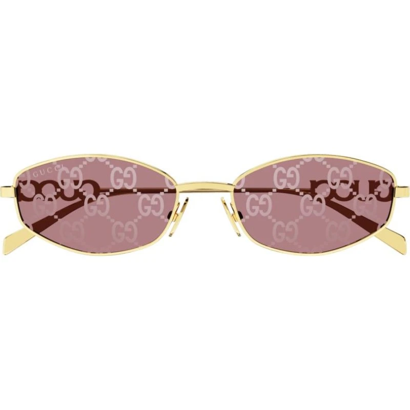 Gucci GG1802S Gafas de Sol Redondas Oro y Lentes Rojas 55mm