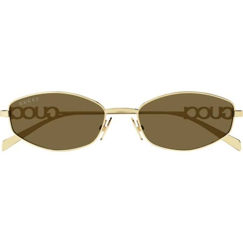 Gucci GG1802S Gafas de Sol Redondas de Metal para Mujer - Oro/Marrón