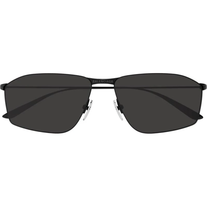 Balenciaga BB0413S Gafas de Sol Cuadradas de Metal Negro y Lente Gris