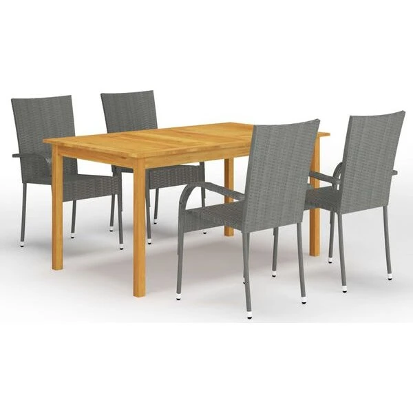 vidaXL Juego de Comedor 5 Piezas Gris Acacia