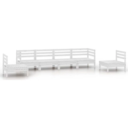 VidaXL Juego Muebles Jardín 6 Piezas Pino Blanco