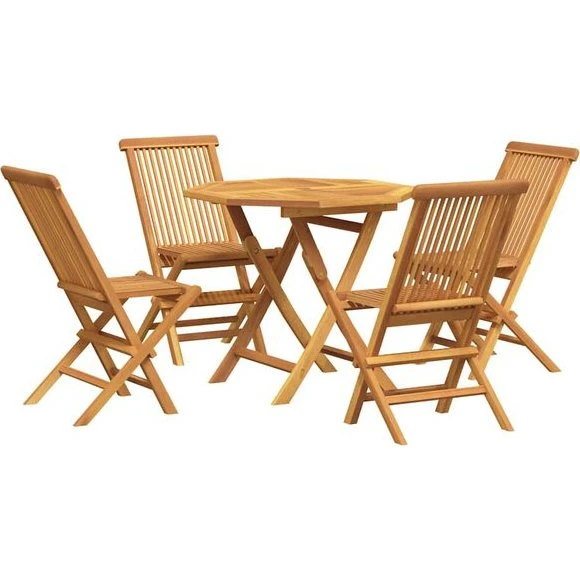 vidaXL Conjunto Comedor Jardín 5 Piezas Teca