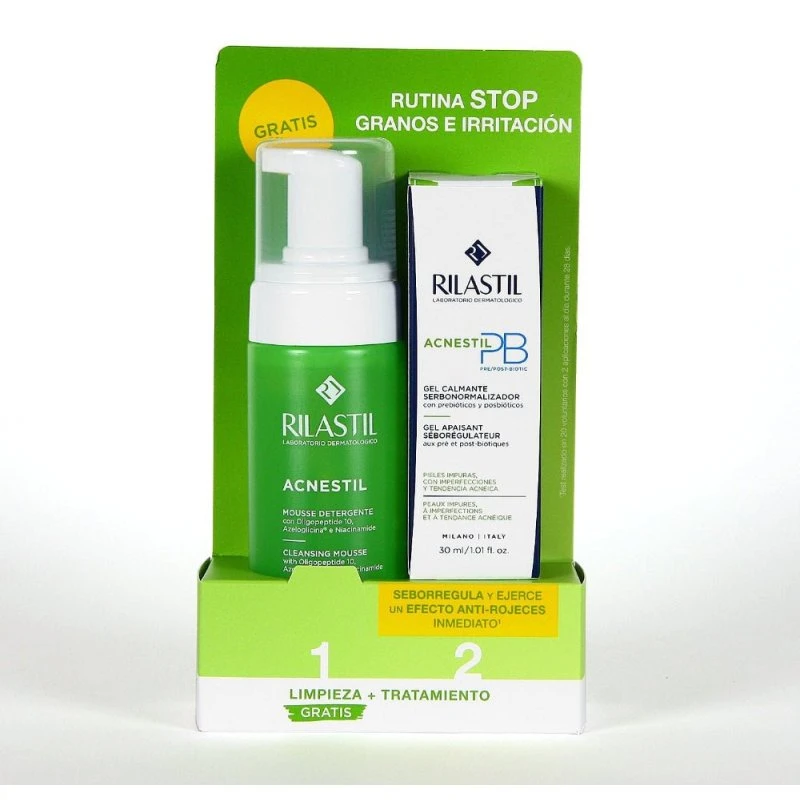 Rilastil Acnestil Pack Rutina Antiacné: Mousse Limpiadora + Gel Calmante