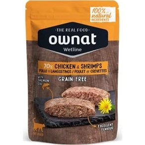 Ownat Wetline Pollo y Langostinos Comida Húmeda para Gatos 12 x 85g