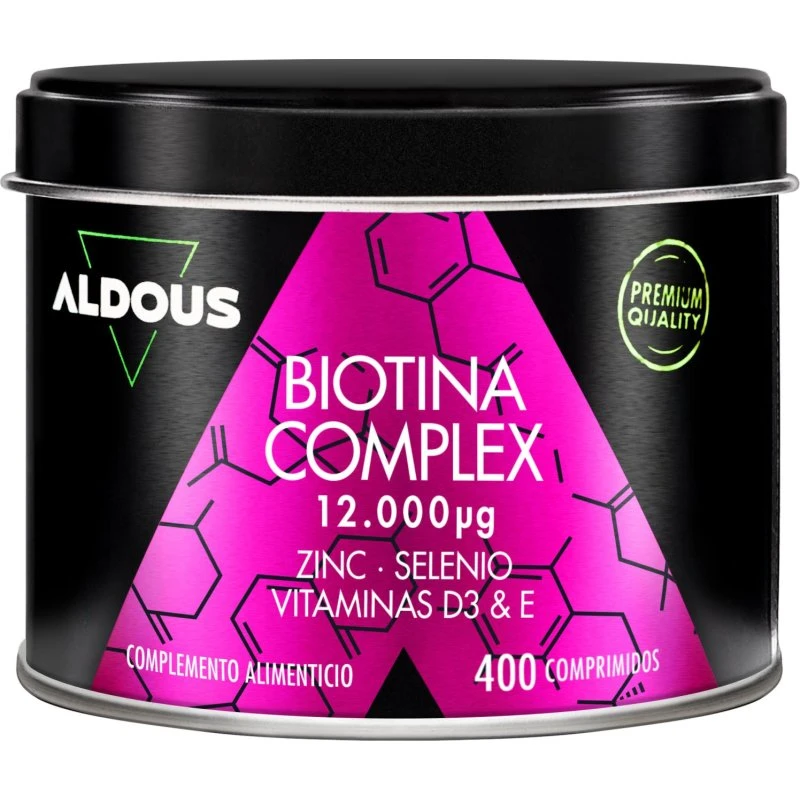 Aldous Biotina 12000 mcg con Zinc, Selenio, Vitamina D3 y E - 400 Comp.