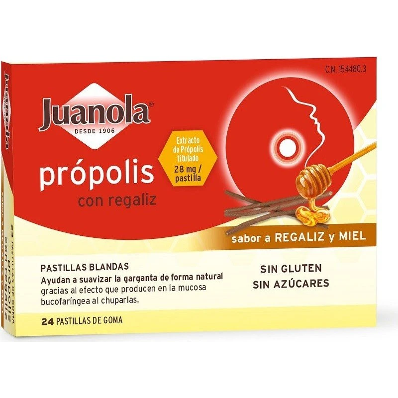 Juanola Própolis con Regaliz sabor Regaliz y Miel - 24 Pastillas Blandas