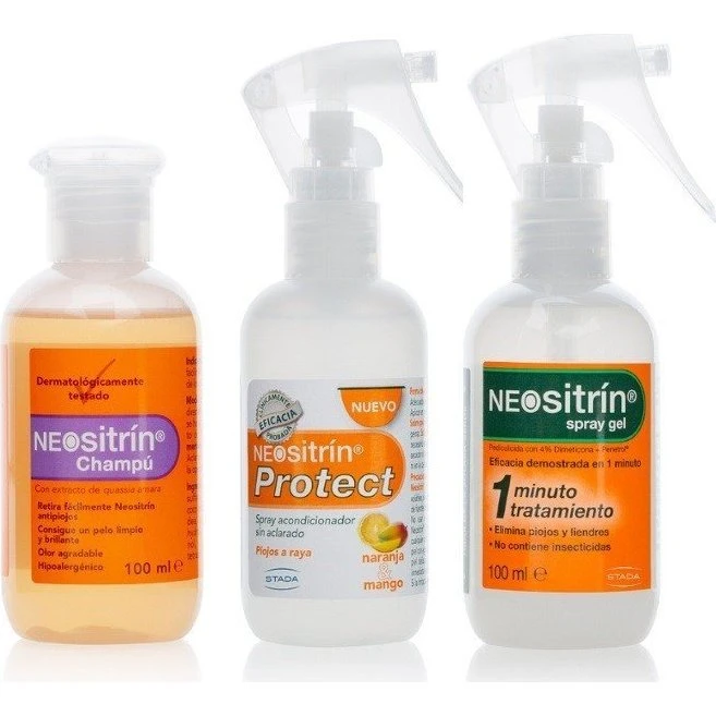 Neositrin Pack Antipiojos: Spray Acondicionador, Champú y Spray Gel