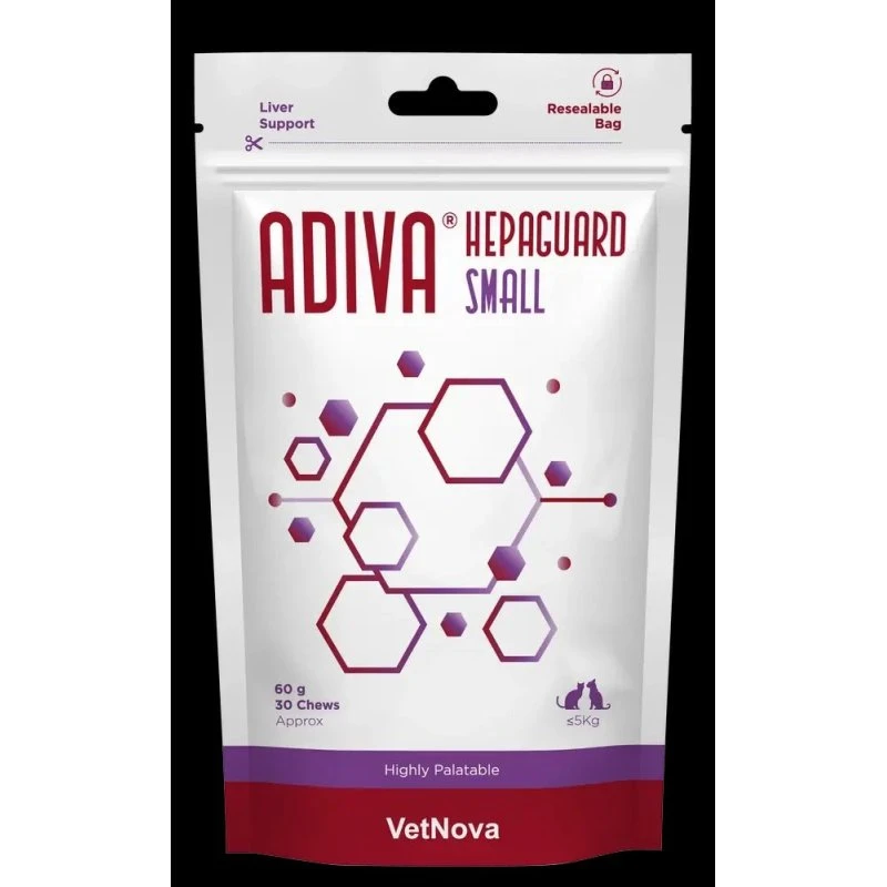 Vetnova Adiva Hepaguard Small Suplemento Hepático para Perros y Gatos