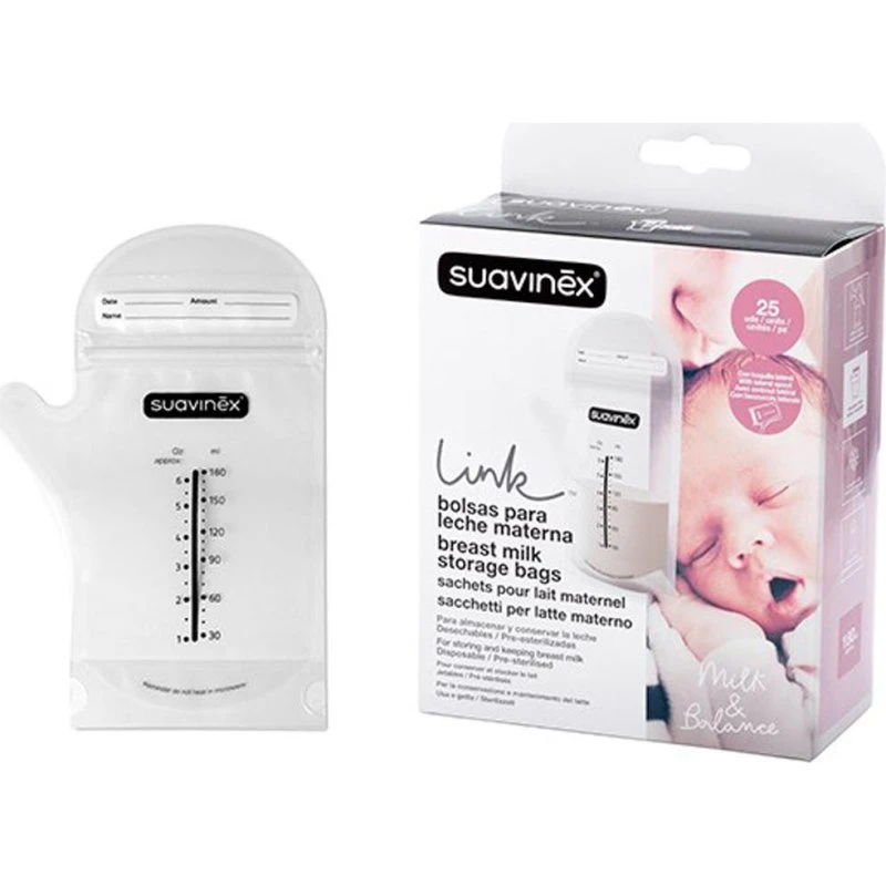 Suavinex Bolsas de Almacenaje de Leche Materna con Cierre Zip, 25 Unidades