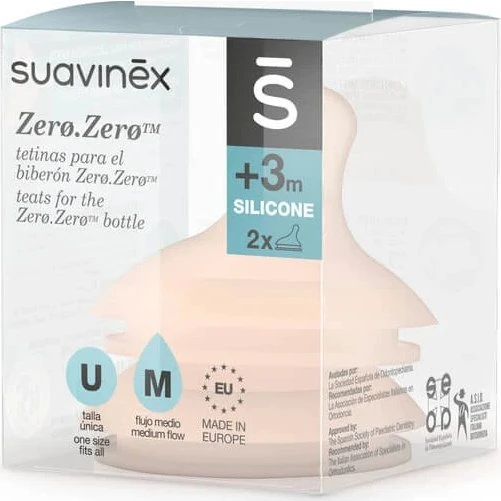 Suavinex Tetinas Flujo Medio Zero Zero para Biberón, 2 uds
