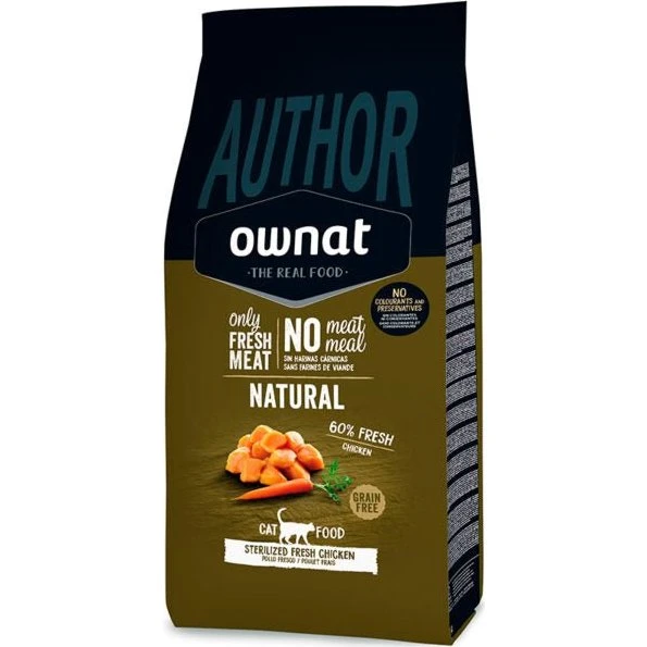 Ownat Author Pienso para Gatos Esterilizados con Pollo Fresco, 1,5 kg