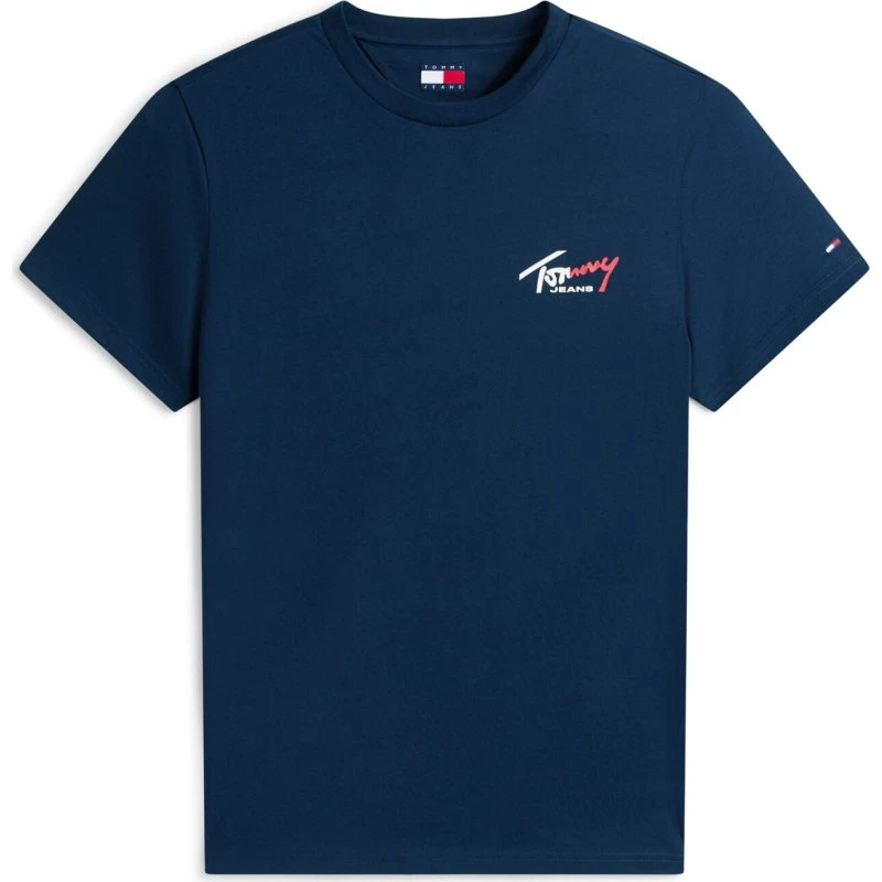 Tommy Jeans Camiseta Signature Logo Slim Navy/Rojo/Blanco