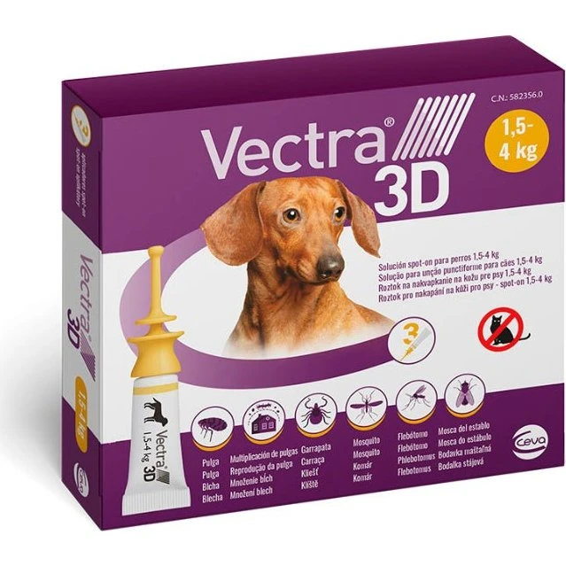 Vectra 3D Pipetas Antiparasitarias para Perros (1,5-4 kg) - 3 Unidades