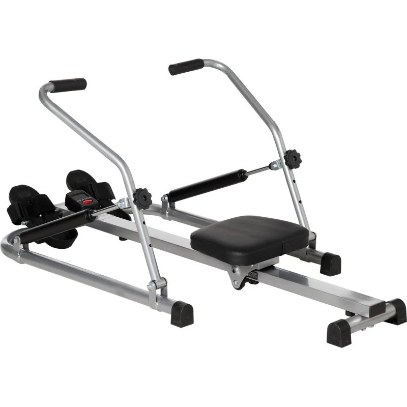 HOMCOM Máquina de Remo Hidráulico Plegable 3 Niveles Negro y Plata
