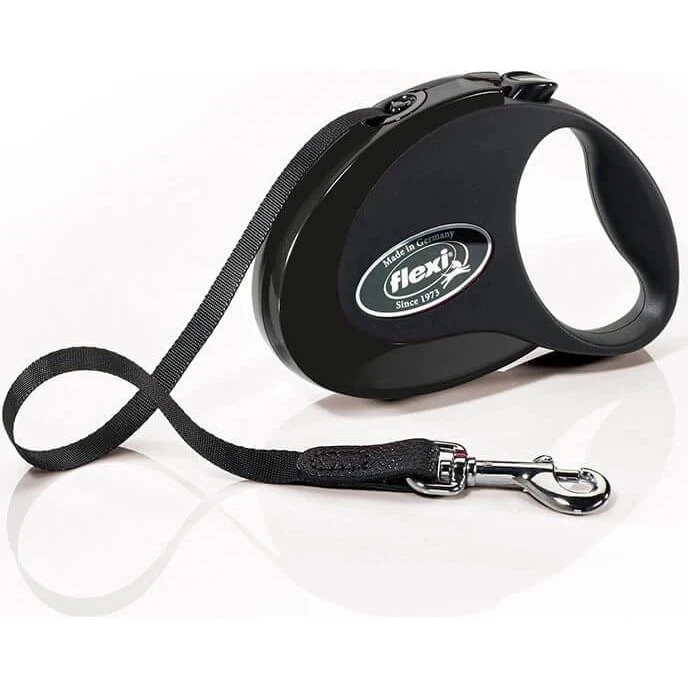 Flexi Correa Extensible Style Talla S con Cinta de 3m - Negro
