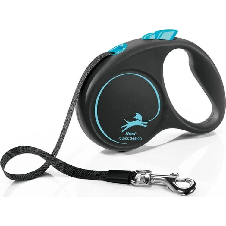 FLEXI Correa Retráctil Black Design Azul - S (15kg, 5m)