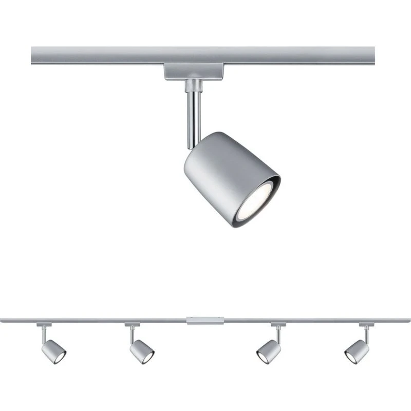 Paulmann Cover 4 Set URail Cromo - Kit de 4 Focos y 2 Rieles