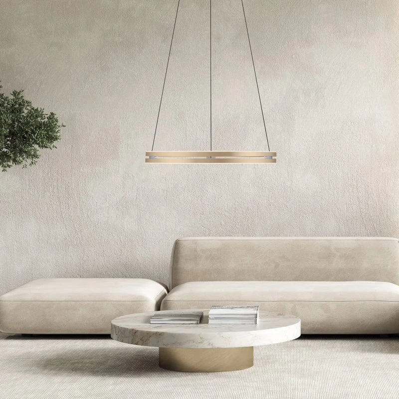 Paul Neuhaus Lámpara Colgante LED E-Loop Marfil Dorado Ø70 cm