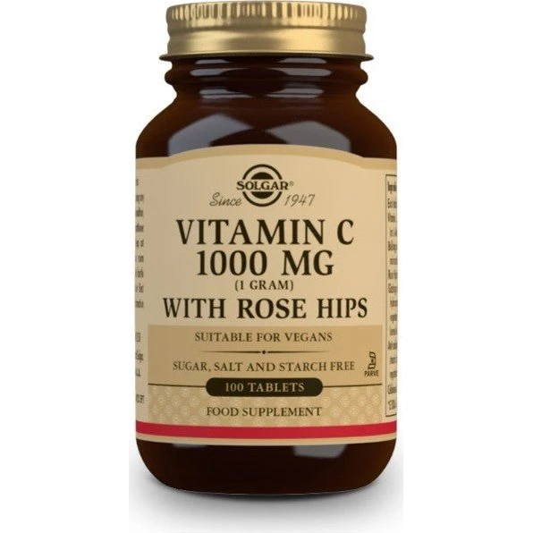 Solgar Rose Hips C 1000mg Vitamina C con Escaramujo (100 Comprimidos)
