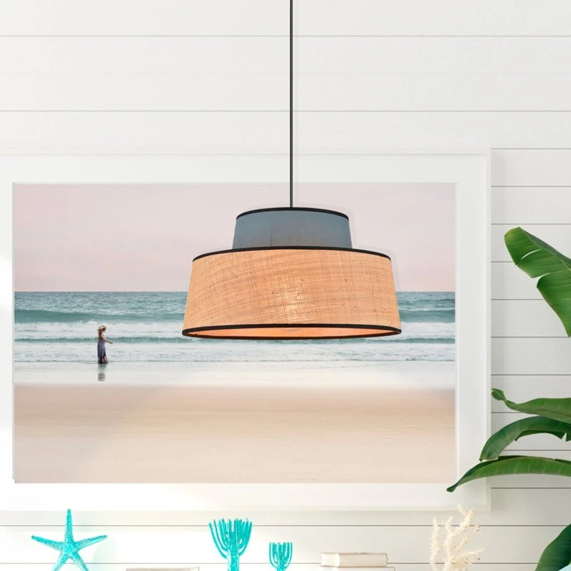 COREP Lámpara colgante Mallorca, color petróleo/natural, Ø 38 cm