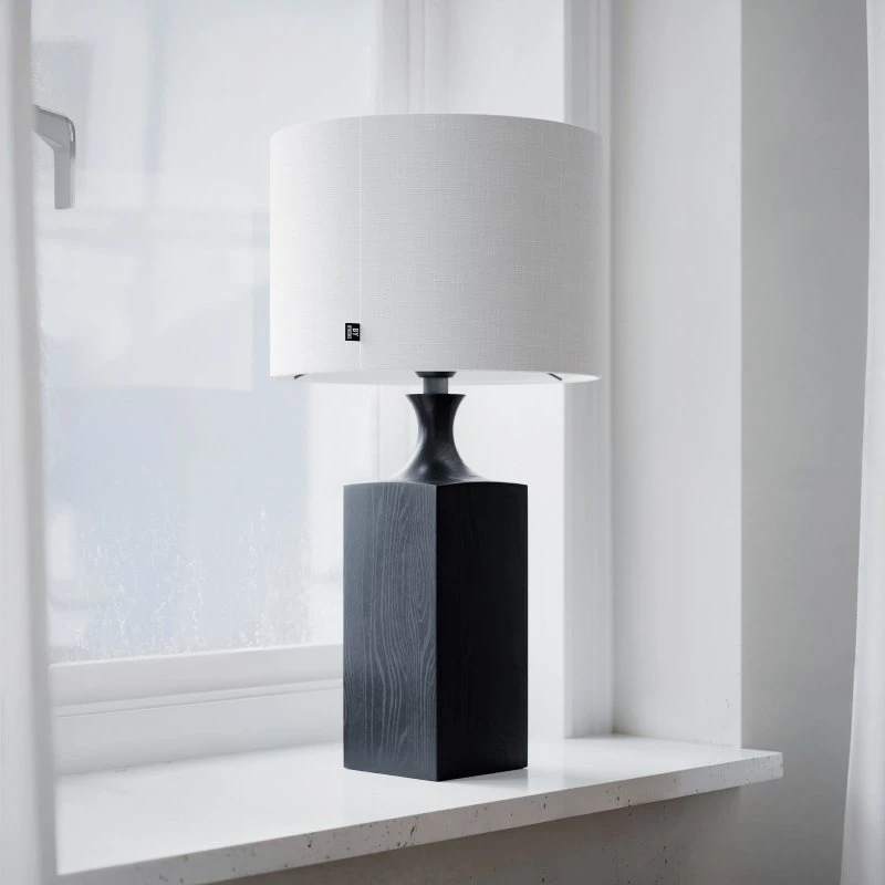 By Rydéns Lámpara de mesa Woody, Madera y Lino, 56 cm, Blanco y Negro