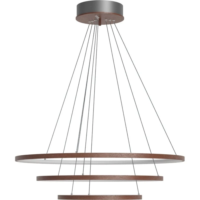 Lámpara colgante LED Trione By Rydéns, madera nogal, Ø 80 cm