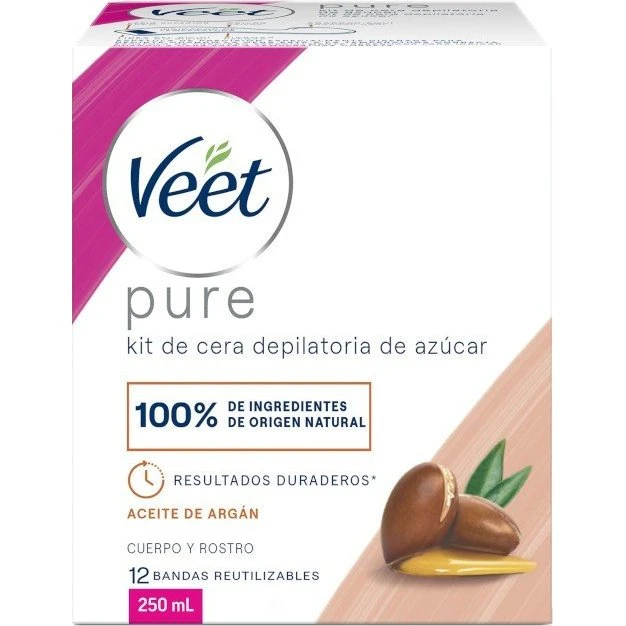 Veet Cera Tibia Natural con Aceite de Argán 250 ml