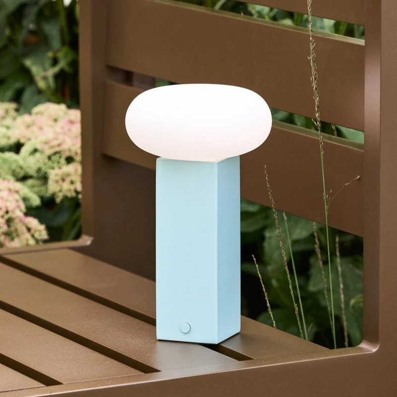 Hübsch Lámpara de mesa LED recargable LOW azul, 20 cm