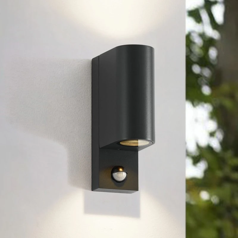 Lindby Palina Aplique de Pared Exterior con Sensor - Gris Grafito