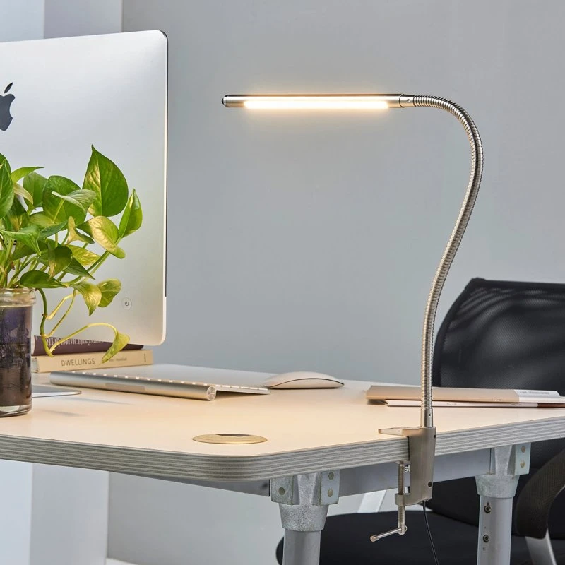 Lindby Lámpara de Pinza LED Lionard, 53 cm, Níquel Mate