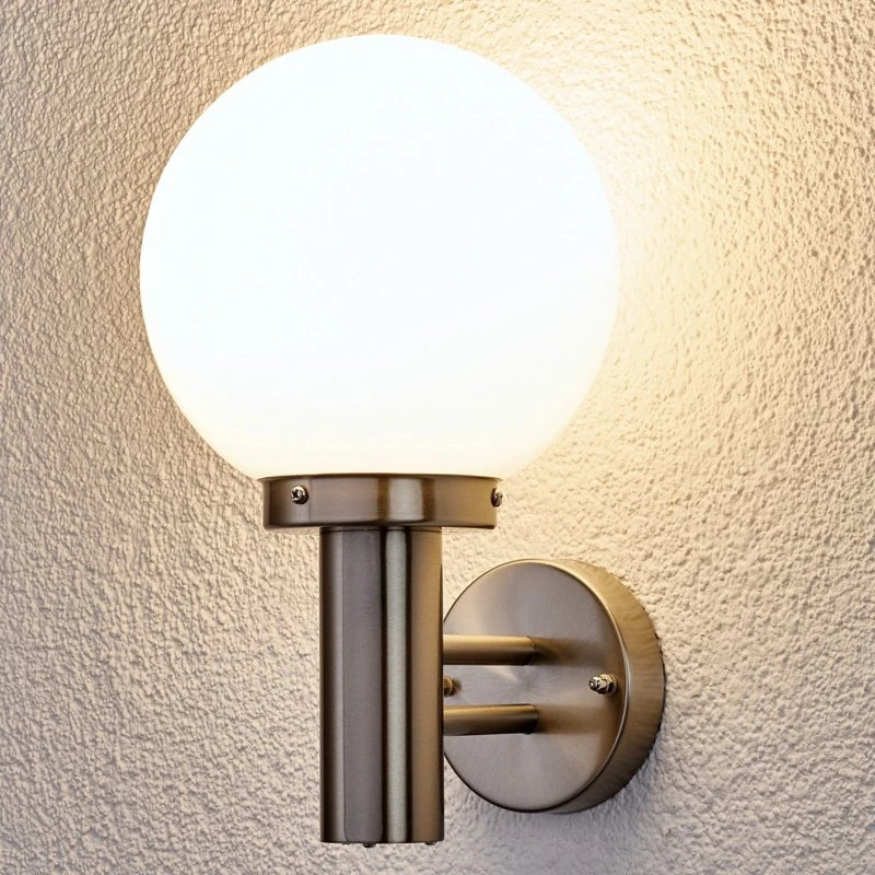 Aplique de exterior Lindby Nada en acero inoxidable y cristal