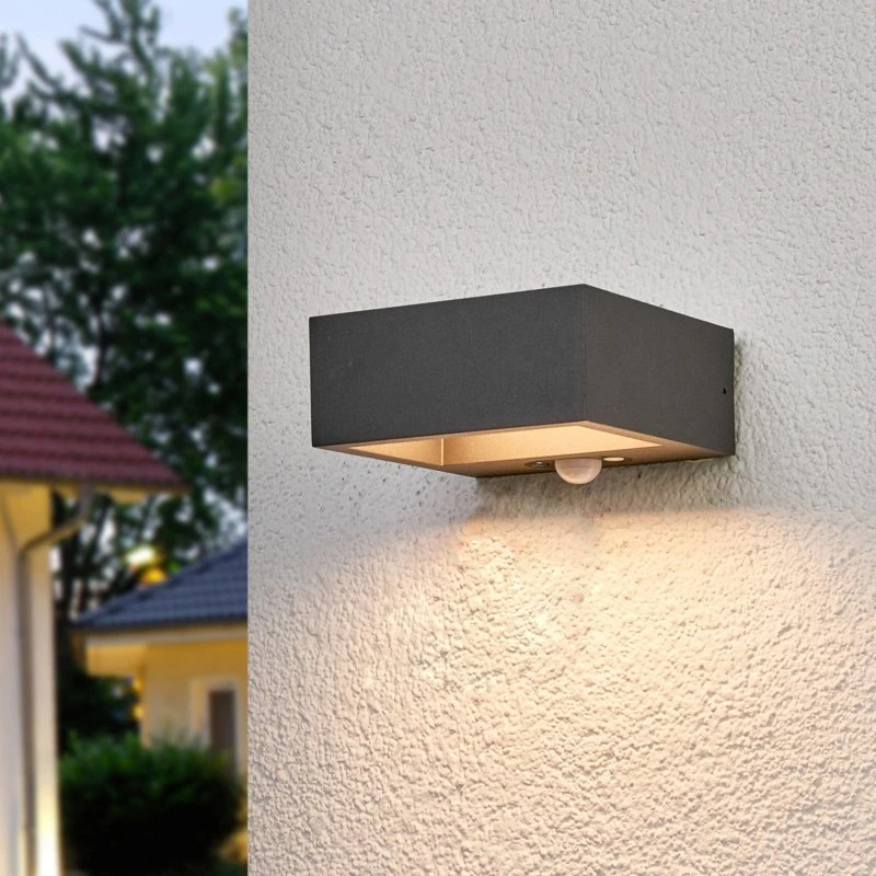Lucande Mahra Lámpara de Pared Solar LED con Sensor, Antracita
