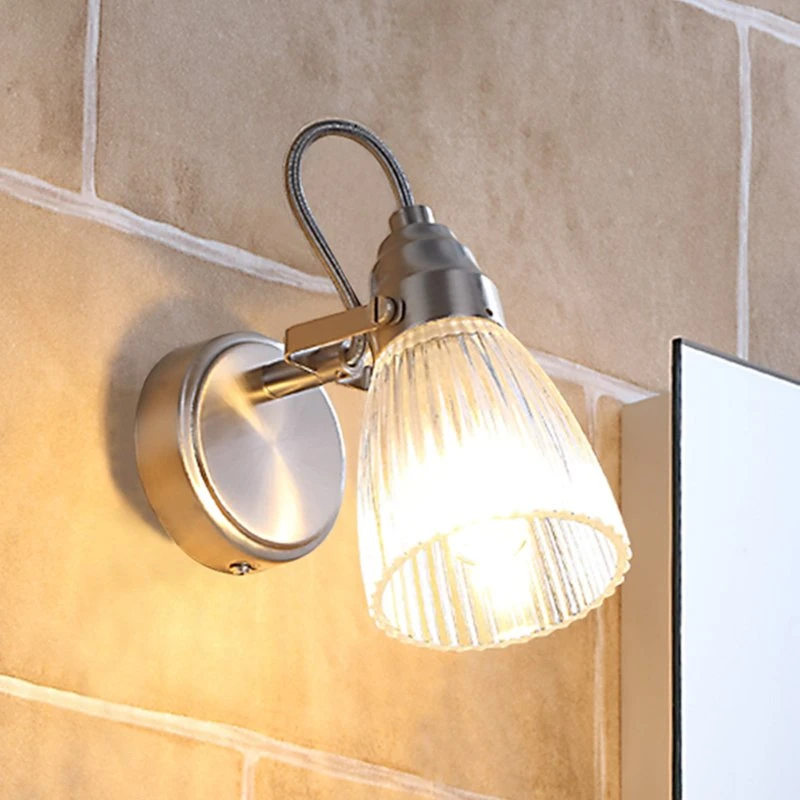 Lindby Kara Aplique de Pared IP44 Níquel y Cristal