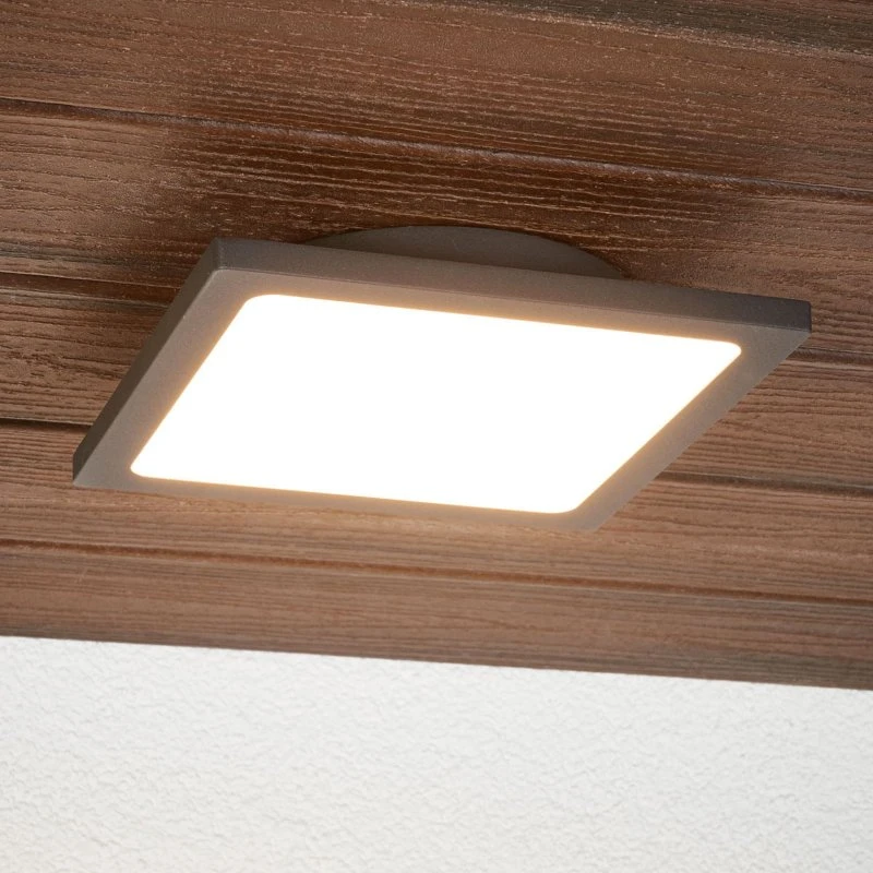 Lámpara LED de techo exterior Lucande Mabella con sensor, 23 cm, IP65