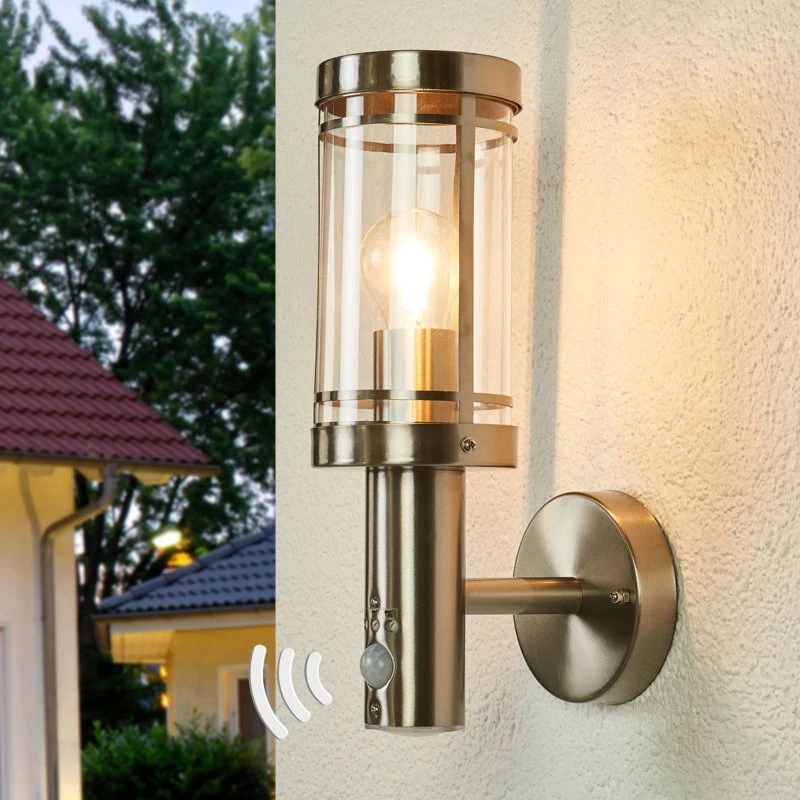 Djori Aplique de Pared Exterior con Sensor Lindby en Acero Inoxidable