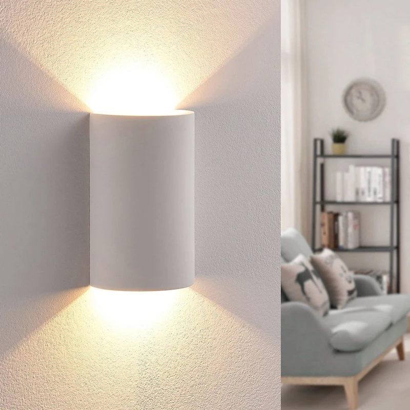 Aplique de pared LED Lindby Jenke, 16 cm, Blanco, Escayola