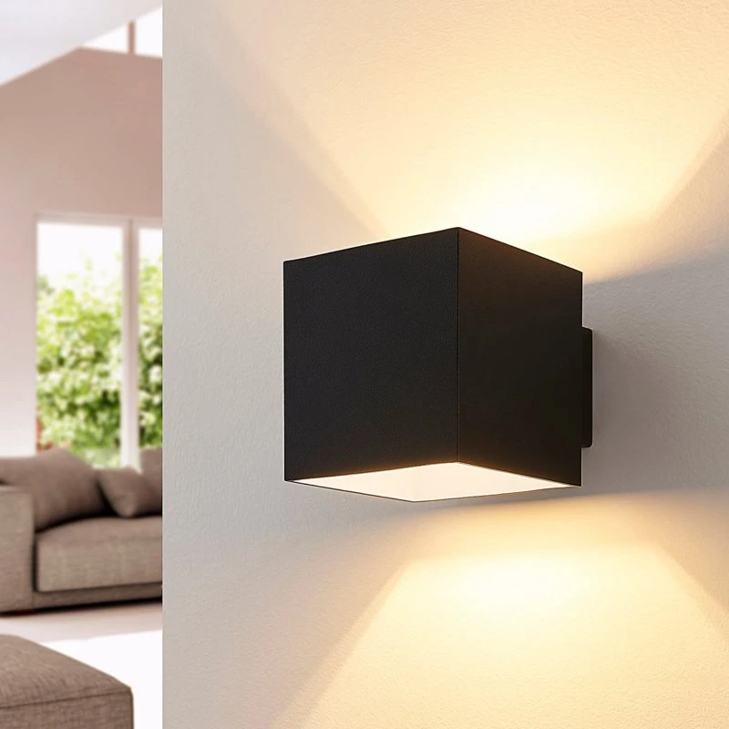 Aplique de pared Arcchio Zuzana, angular, negro, G9, 10 cm