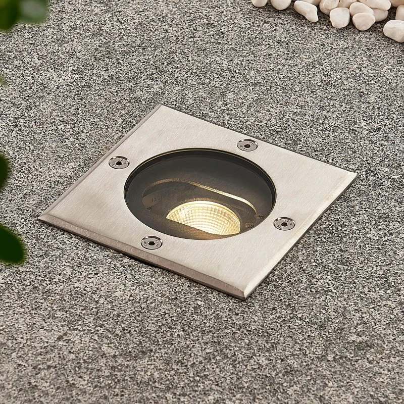 Lucande Doris LED Square Spot Empotrable de Suelo Acero Inoxidable