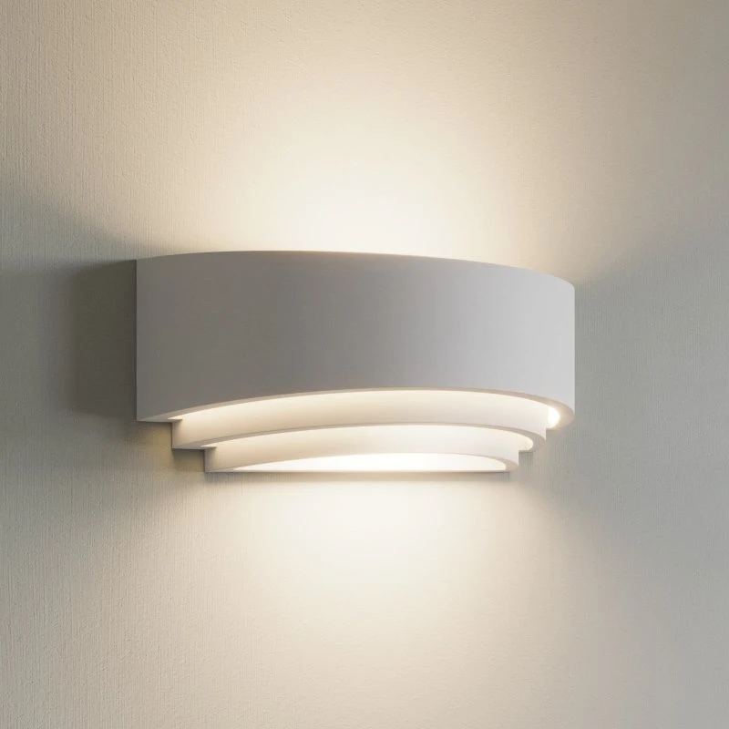 Aplique de pared Lucien de Lindby, blanco, yeso, semicircular