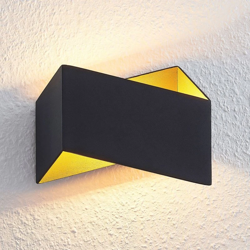 Assona Aplique de Pared Arcchio Negro y Oro - Diseño Moderno